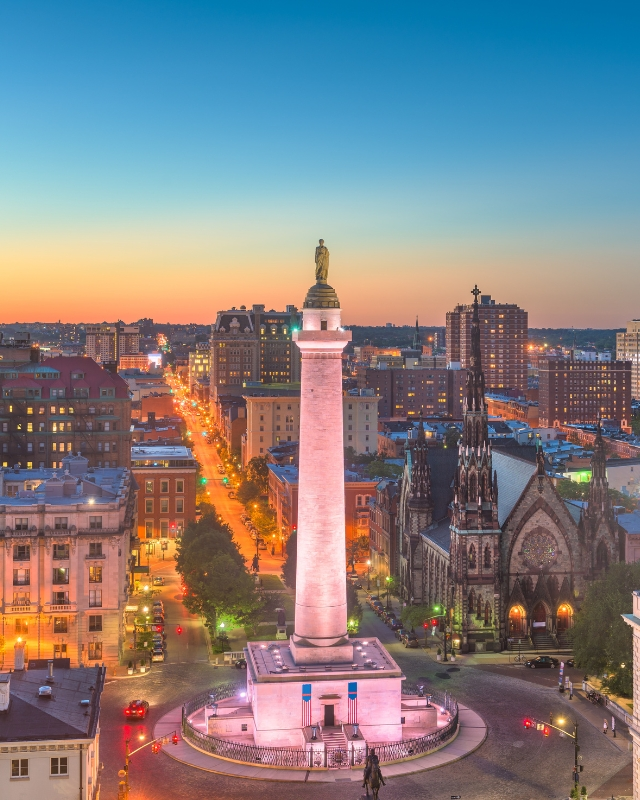 Spirits of Maryland: Baltimore event background. This image features a stylized photo of the Baltimore skyline. Baltimore will host a Spirits of Maryland spirits tasting event in Fall 2025.